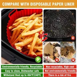 Reusable Silicon Air Fryer Liner, 2 Pack