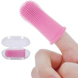 Cepillo de dientes BPA de silicona con cerdas para dedos para mascotas, paquete de 2