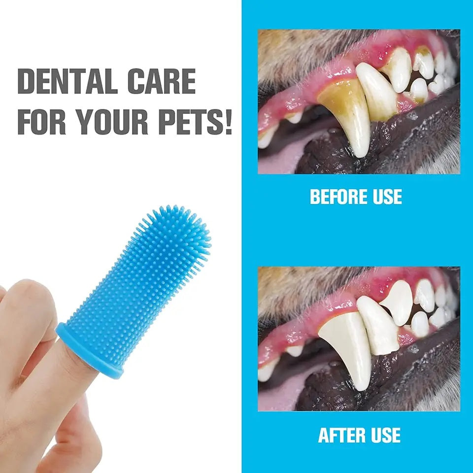 Cepillo de dientes BPA de silicona con cerdas para dedos para mascotas, paquete de 2