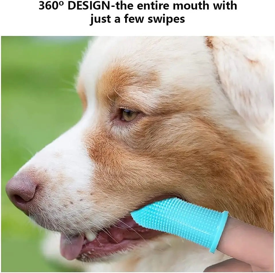 Cepillo de dientes BPA de silicona con cerdas para dedos para mascotas, paquete de 2