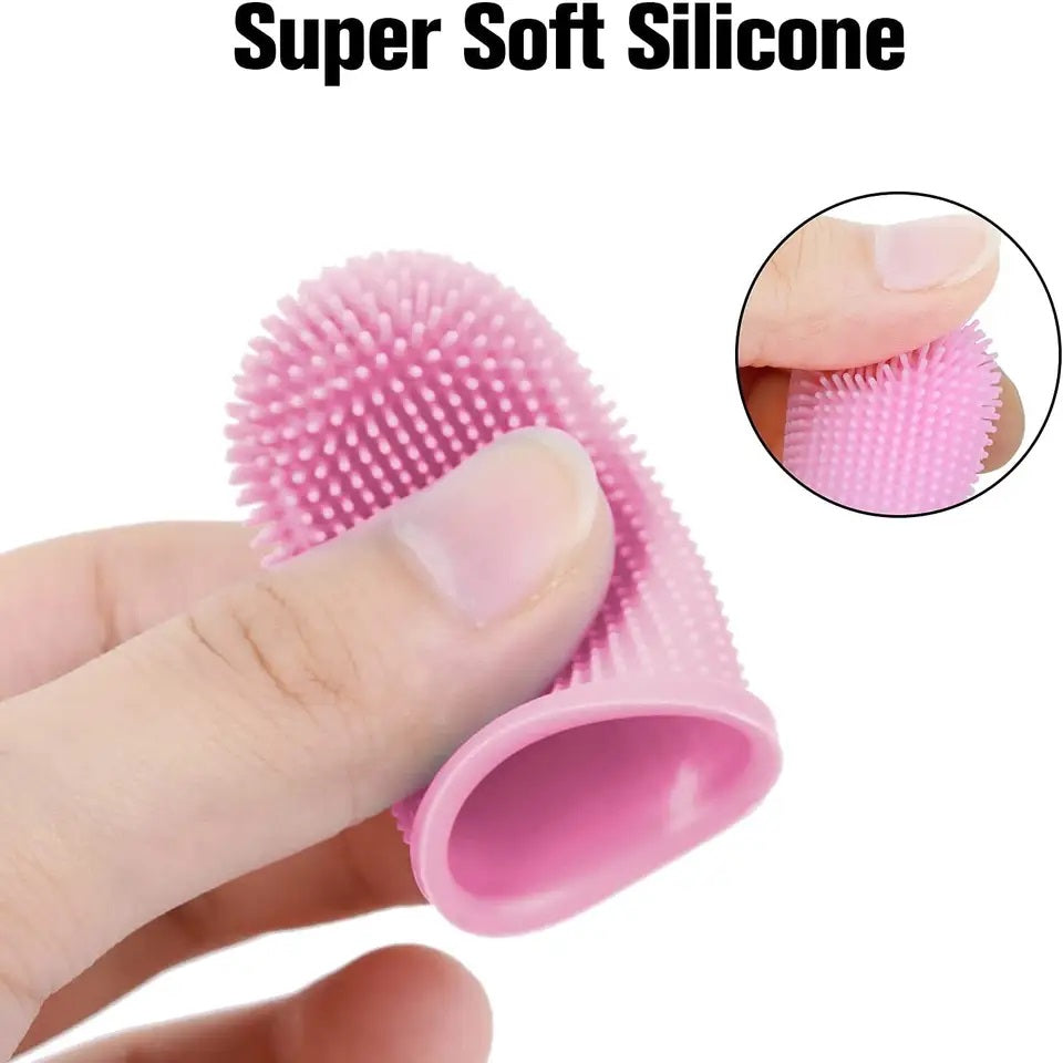 Cepillo de dientes BPA de silicona con cerdas para dedos para mascotas, paquete de 2
