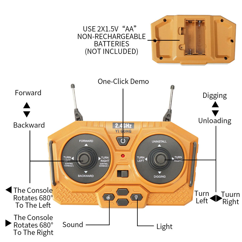 RC Excavator Dumper 2.4G Radio Control RC Car Engineering Vehicle Crawler Truck Bulldozer Electronic Toys Cars for Boys Gifts
